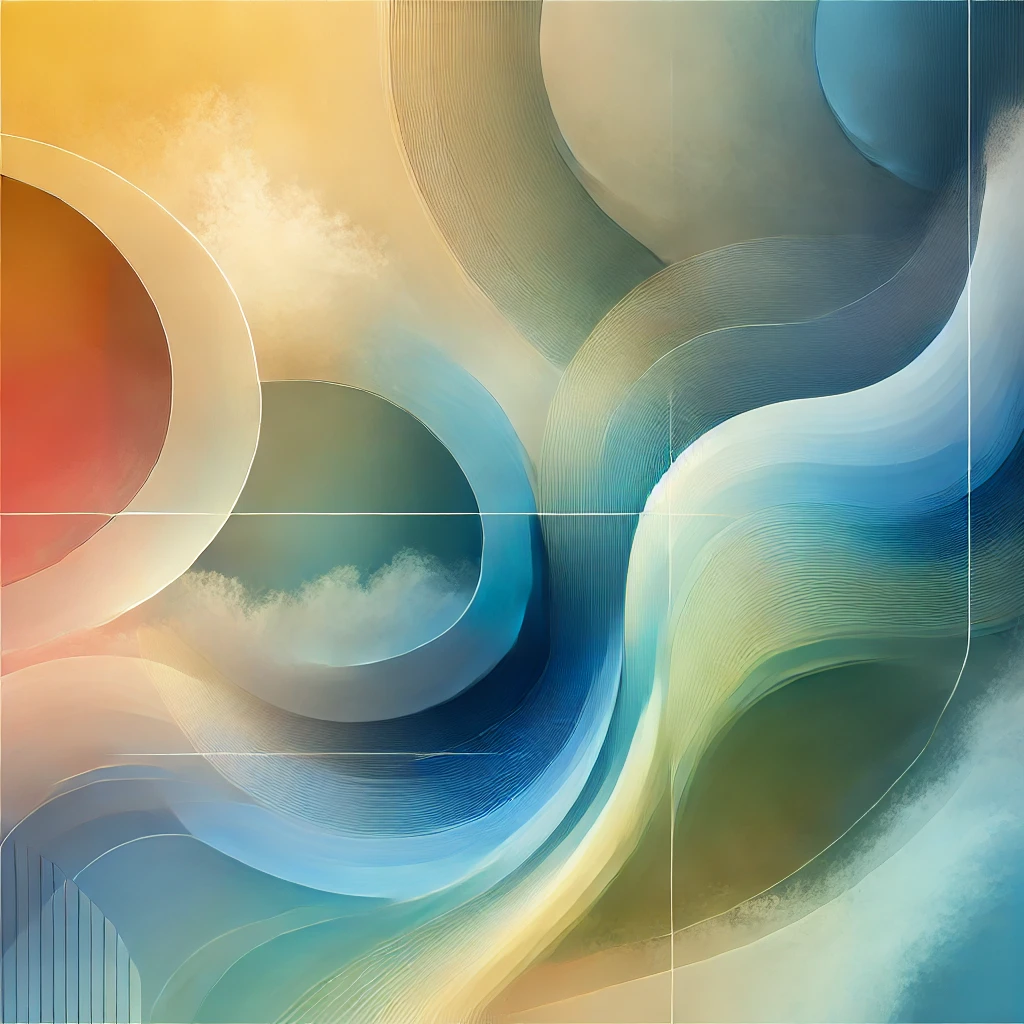 DALL·E 2024 12 04 10.08.48 An abstract, minimalist image symbolizing the concept of the 'aesthetic mind' as described in the text. The image features soft, flowing shapes in vib