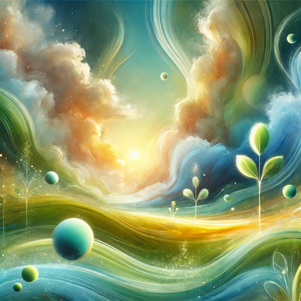 DALL·E 2024 12 02 15.57.29 A serene and vibrant abstract representation of a fertile field, symbolizing creativity and potential. The image features soft, flowing shapes and col