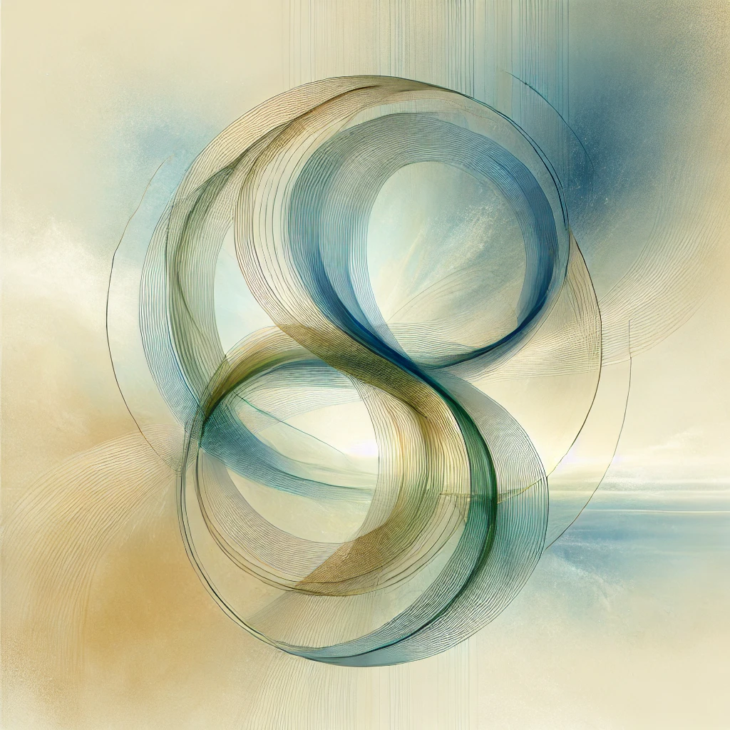 DALL·E 2024 12 02 14.04.18 A simple, abstract, and beautiful illustration representing connection and shared energy in a serene and harmonious setting. The design features soft,