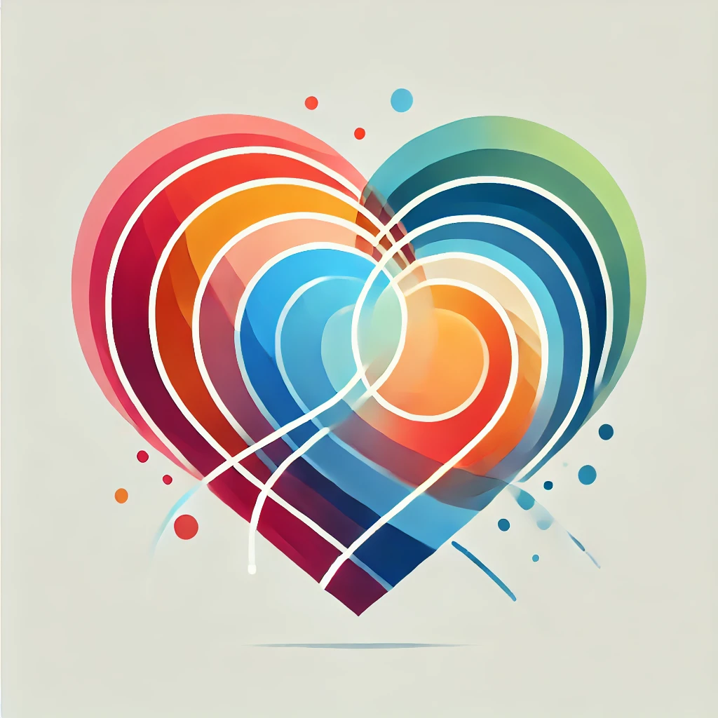 DALL·E 2024 12 02 13.45.53 A simple, colorful, and abstract representation of heart intelligence, featuring vibrant overlapping shapes and soft gradients symbolizing harmony, ba