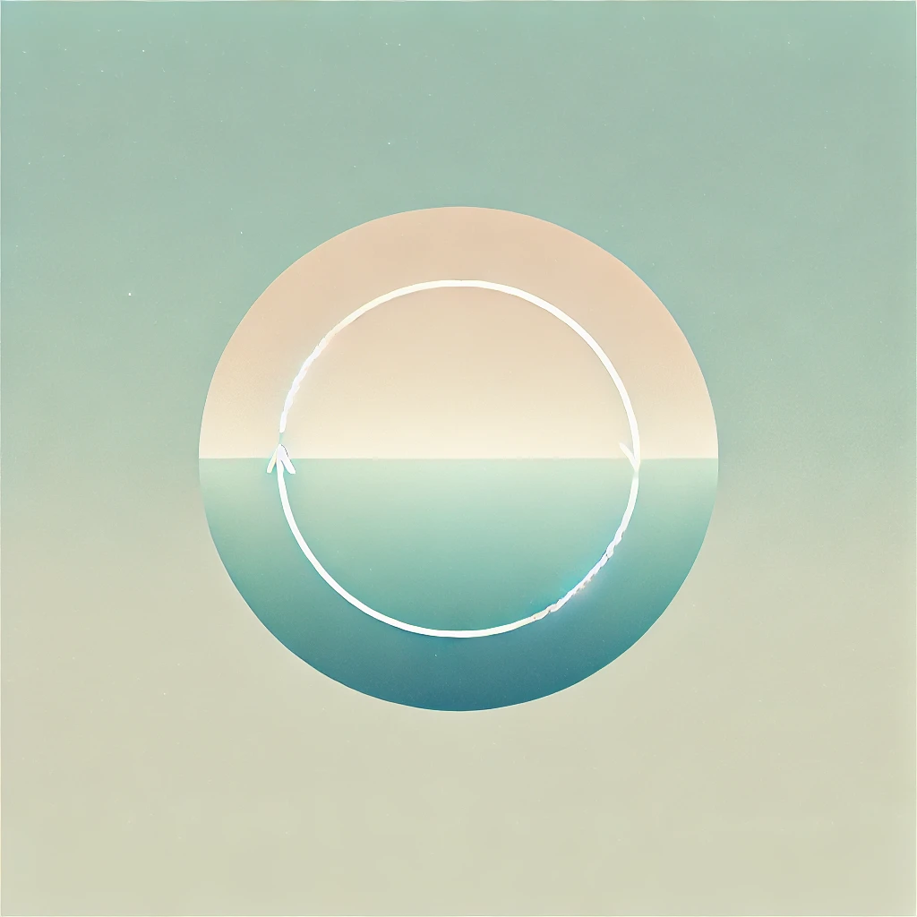 DALL·E 2024 11 30 23.06.35 A simple and elegant depiction of a spacious circle drawn in soft, calming pastel colors, symbolizing gentleness, love, and transformation. The backgr