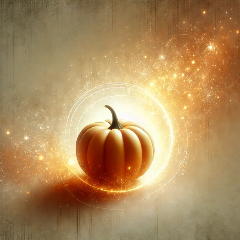 DALL·E 2024 11 30 22.51.26 An abstract yet grounded illustration of a glowing pumpkin subtly transitioning into a luminous, ethereal space symbolizing transformation and imagina