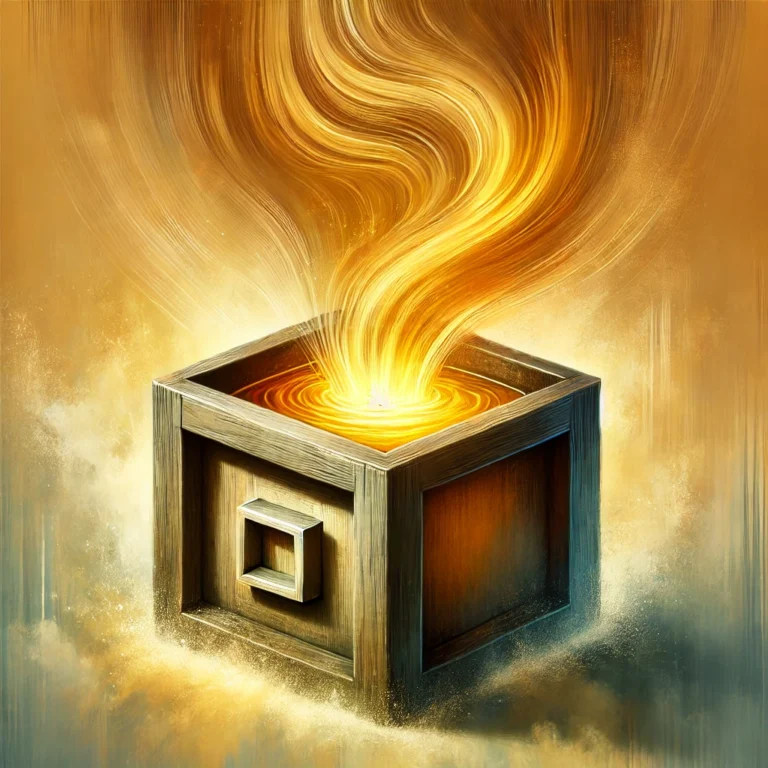 DALL·E 2024 11 29 19.59.52 A symbolic and artistic image of a sturdy, square pot filled with vibrant, glowing soup, representing creativity and structure. The pot is set against