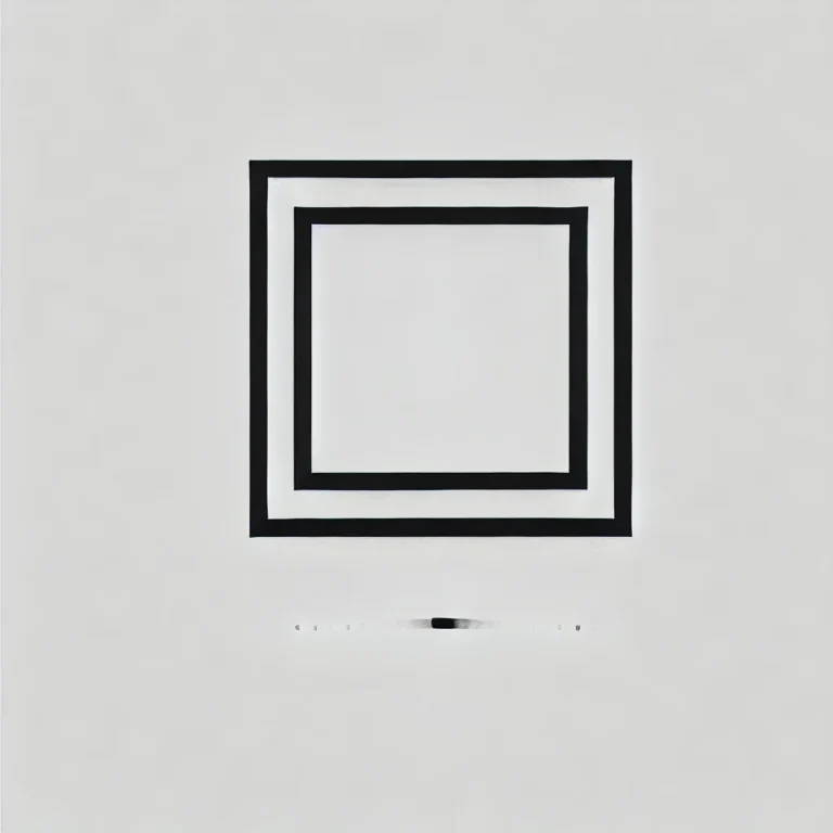 DALL·E 2024 11 29 15.37.34 A simple and clean illustration of a square, minimalistic in design, with sharp edges and a bold outline, centered on a plain white background. The sq