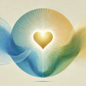 DALL·E 2024 12 07 15.42.30 A minimalistic, colorful image representing intuitive and heart centered learning. The image features a glowing heart at the center surrounded by flow